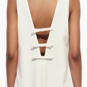 Zara White Backless Dress with Bow Details